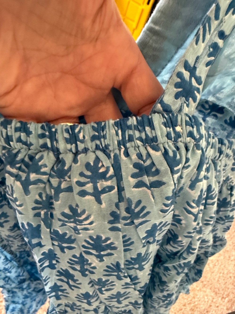 Oliphant 🌹Blue Printed V-Neck Ruffle Mini Dress - Picture 13 of 16